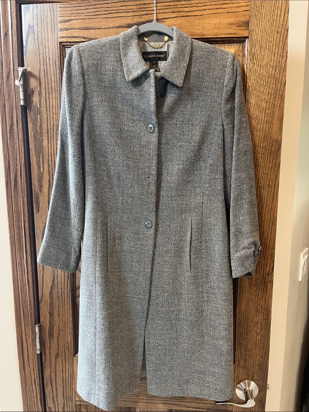 Classiques Entier Heather Gray Wool-Blend Single-Breasted Coat